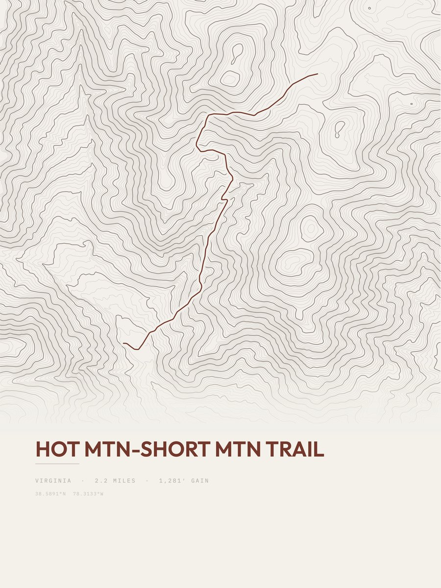 Hot Mtn-Short Mountain Trail Topographic print