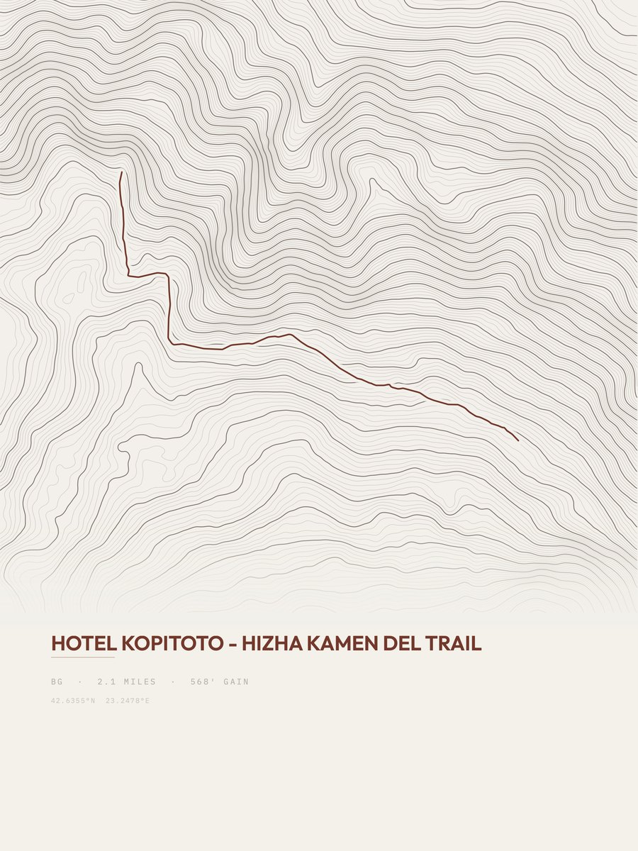 Hizha Kamen Del Trail topographic trail print