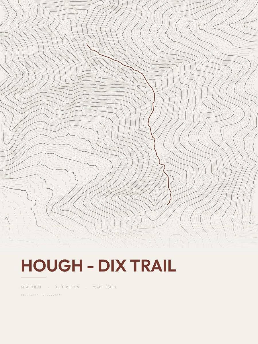 Hough - Dix Trail Topographic print