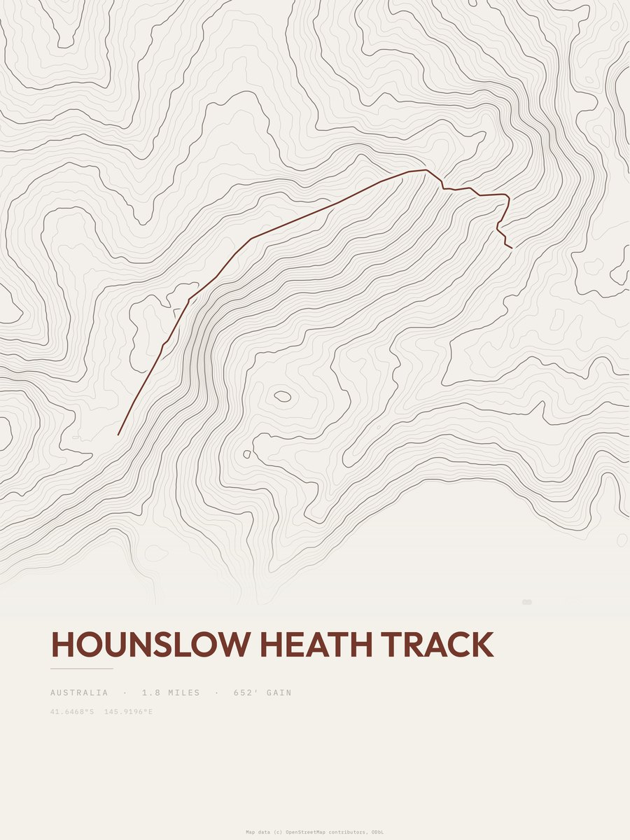 Hounslow Heath Track topographic trail print