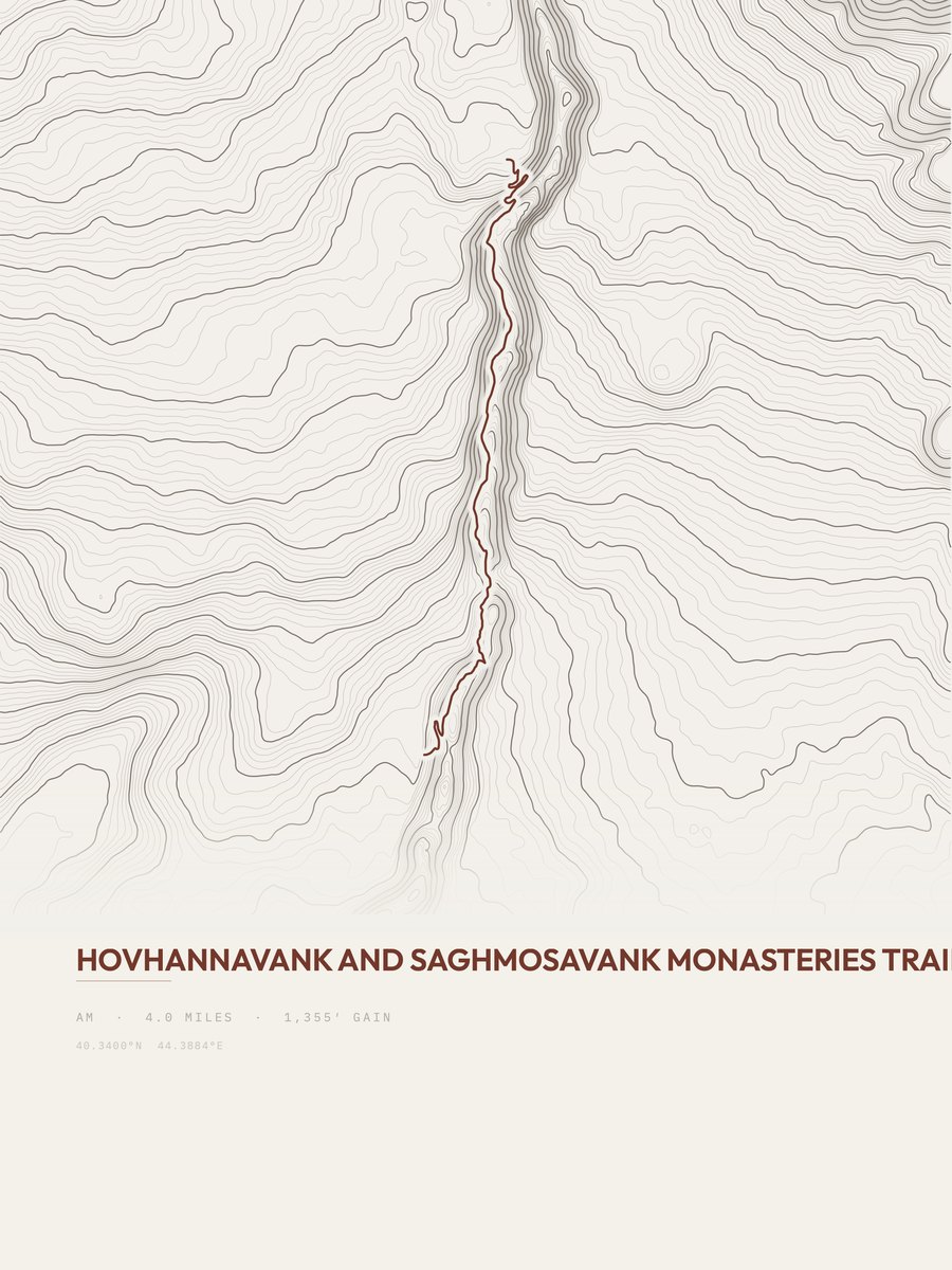Hovhannavank and Saghmosavank topographic trail print