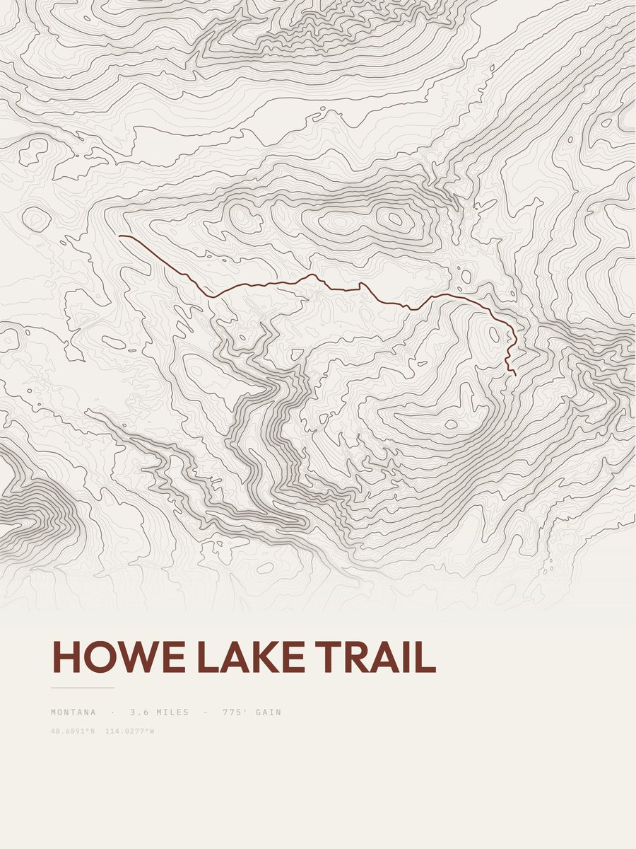 Howe Lake Trail Topographic print