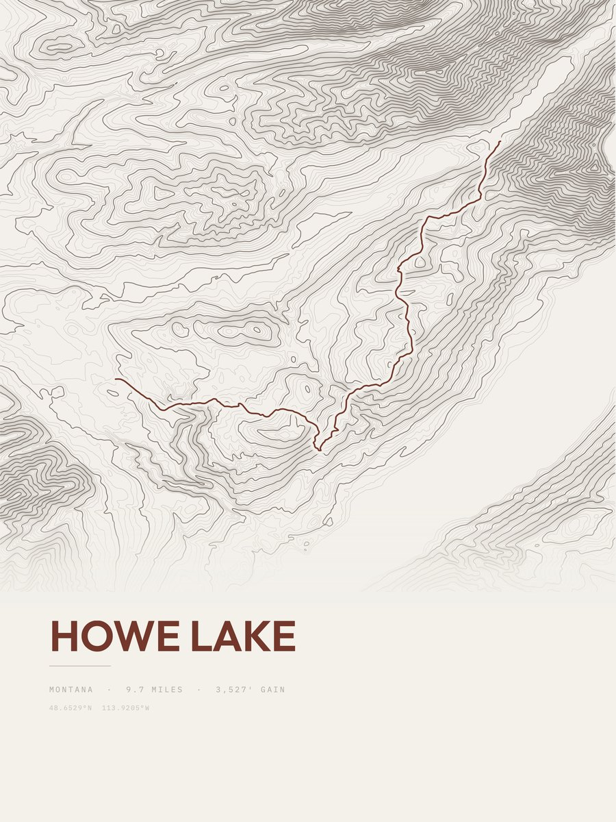 Howe Lake Topographic print
