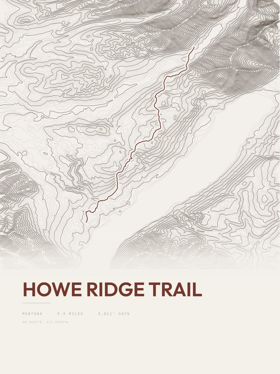 Howe Ridge Trail Topographic print