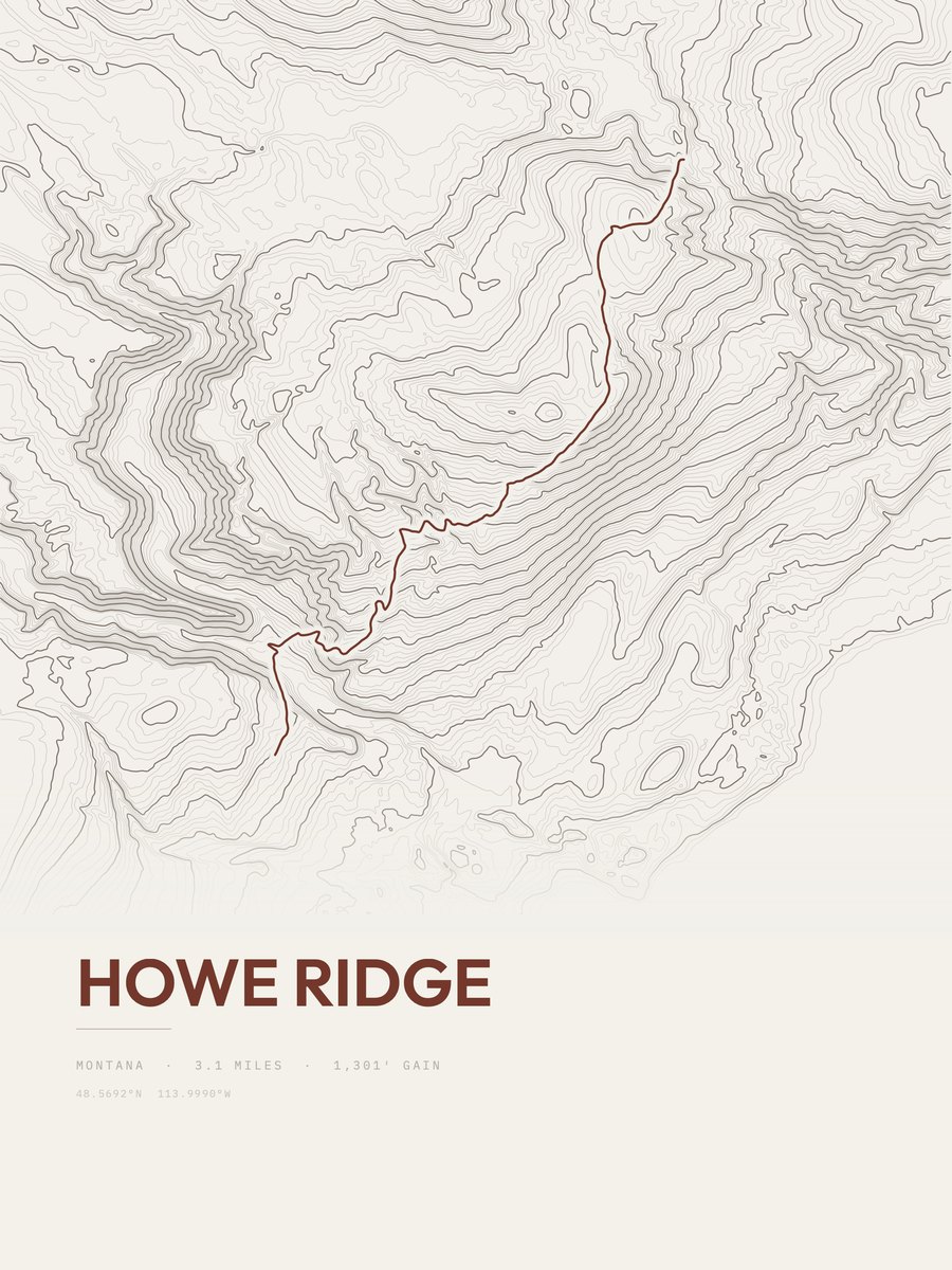 Howe Ridge Topographic print