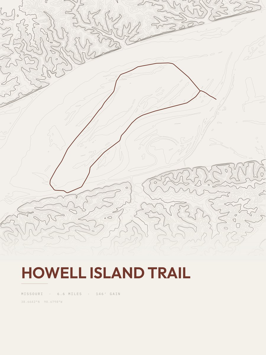 Howell Island Trail topographic trail print