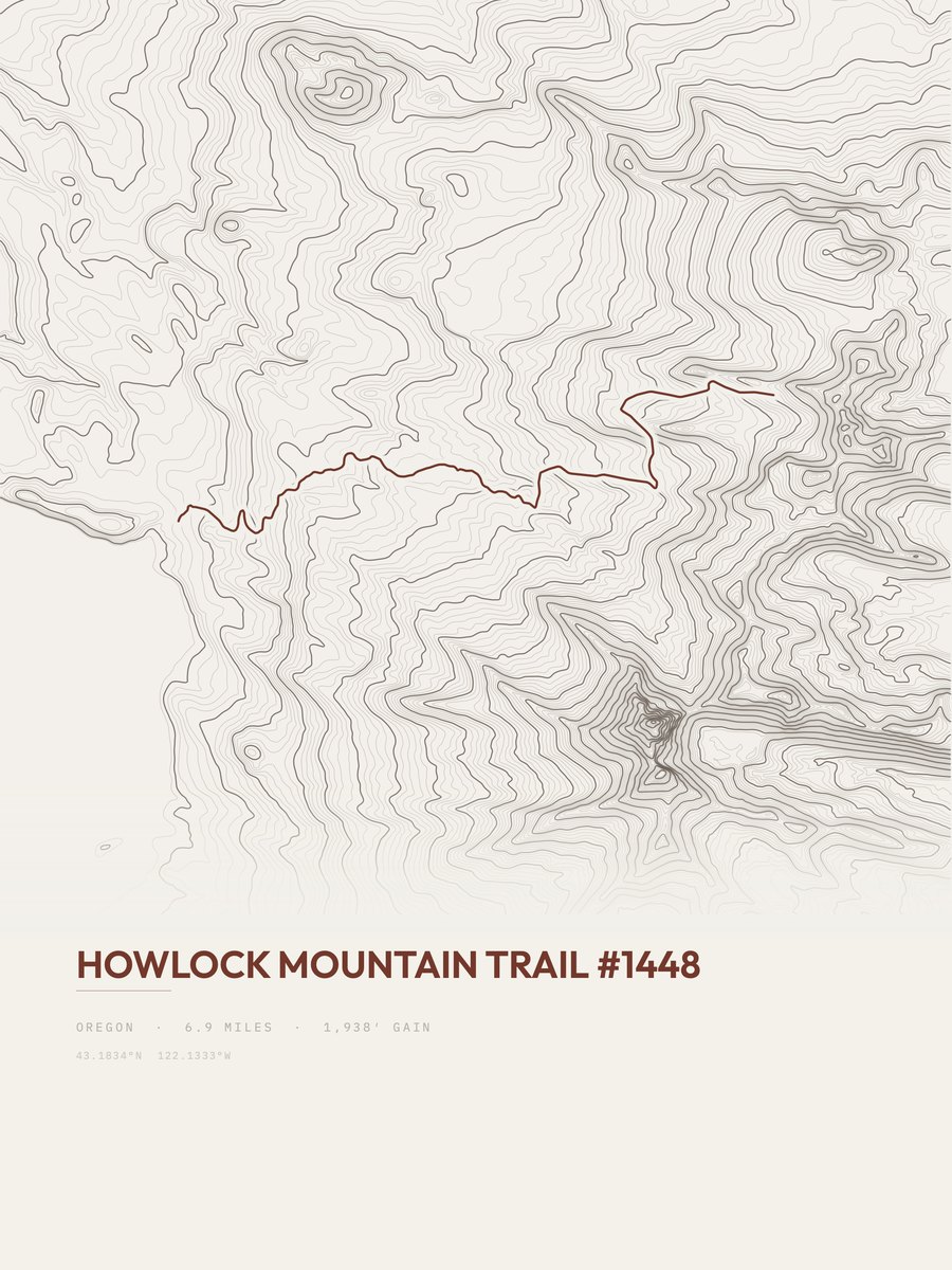 Howlock Mountain Trail topographic trail print