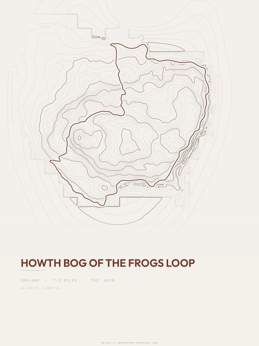 Howth Bog of the Frogs Loop topographic trail print