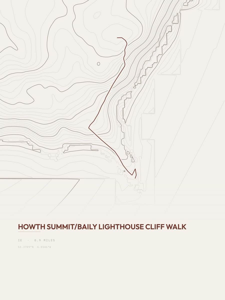 Howth Summit topographic trail print
