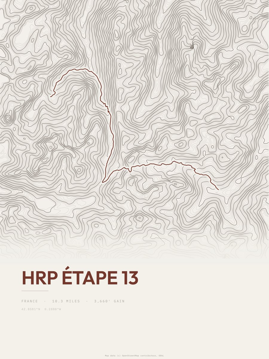 HRP Étape 13 topographic trail print