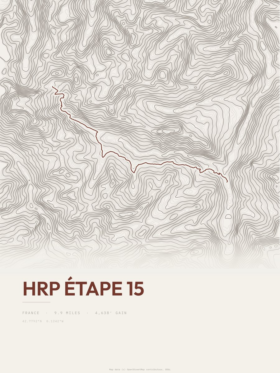 HRP Étape 15 topographic trail print