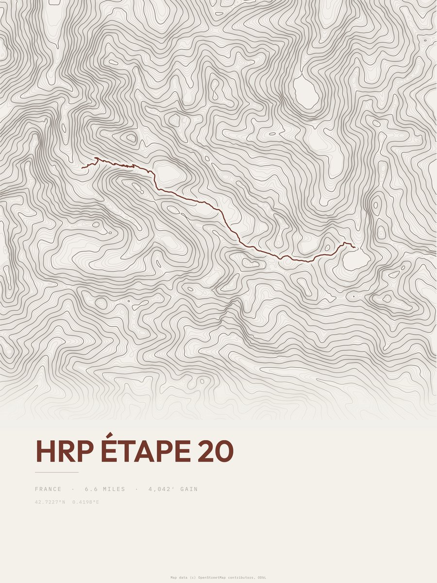HRP Étape 20 topographic trail print
