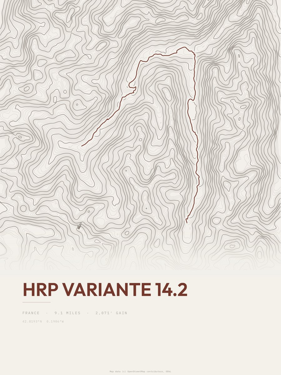 HRP Variante 14.2 topographic trail print