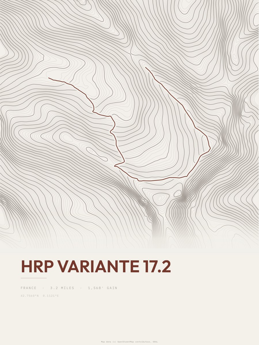 HRP Variante 17.2 topographic trail print