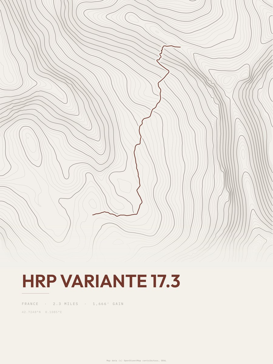 HRP Variante 17.3 topographic trail print