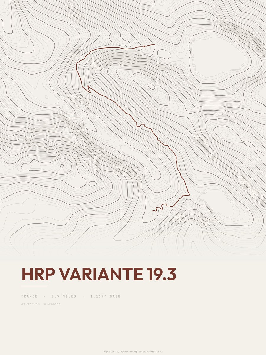 HRP Variante 19.3 topographic trail print