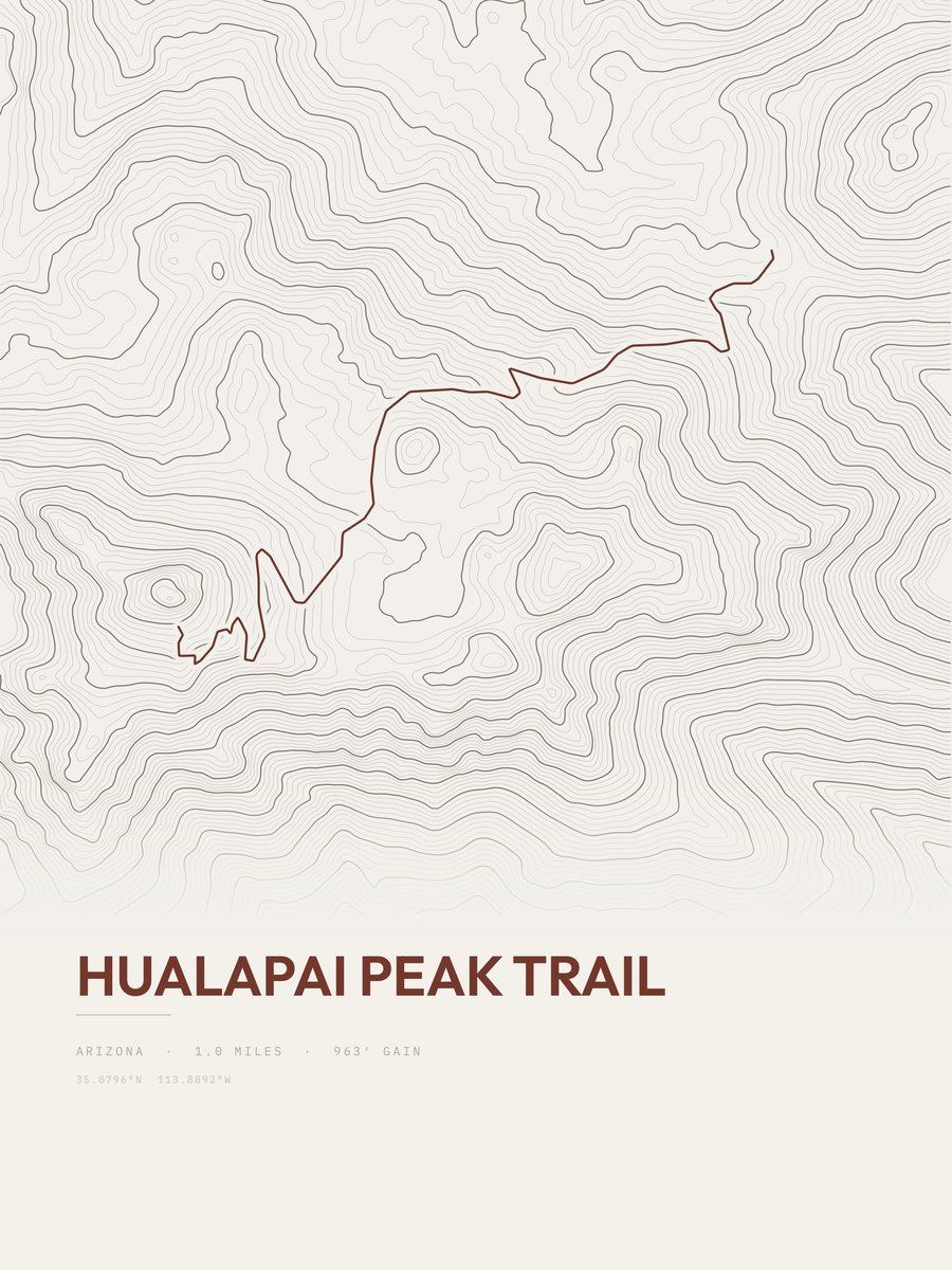 Hualapai Peak Trail Topographic print