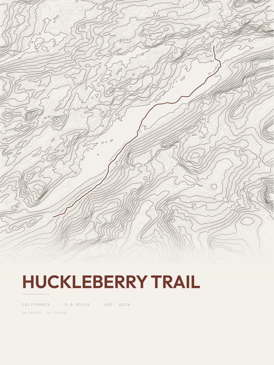 Huckleberry Trail Topographic print