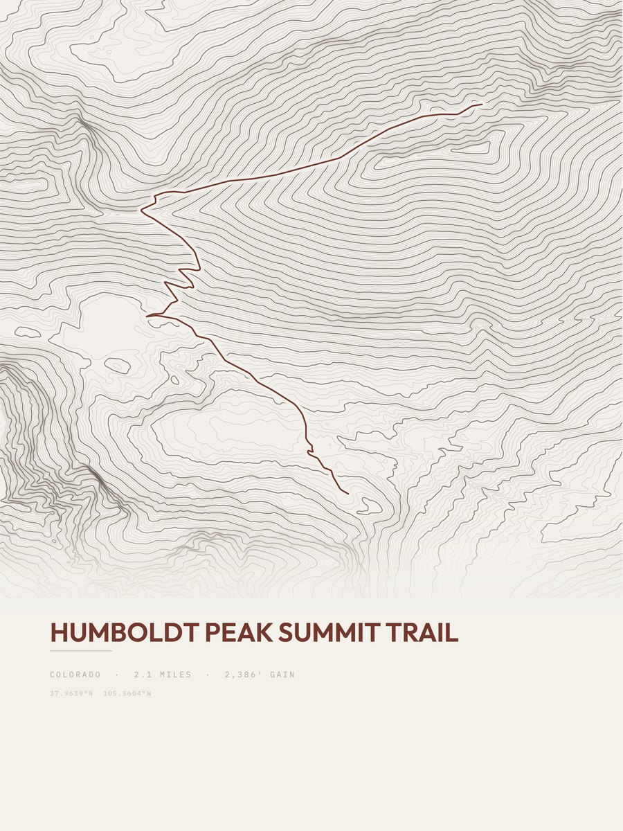 Humboldt Peak Summit Trail Topographic print