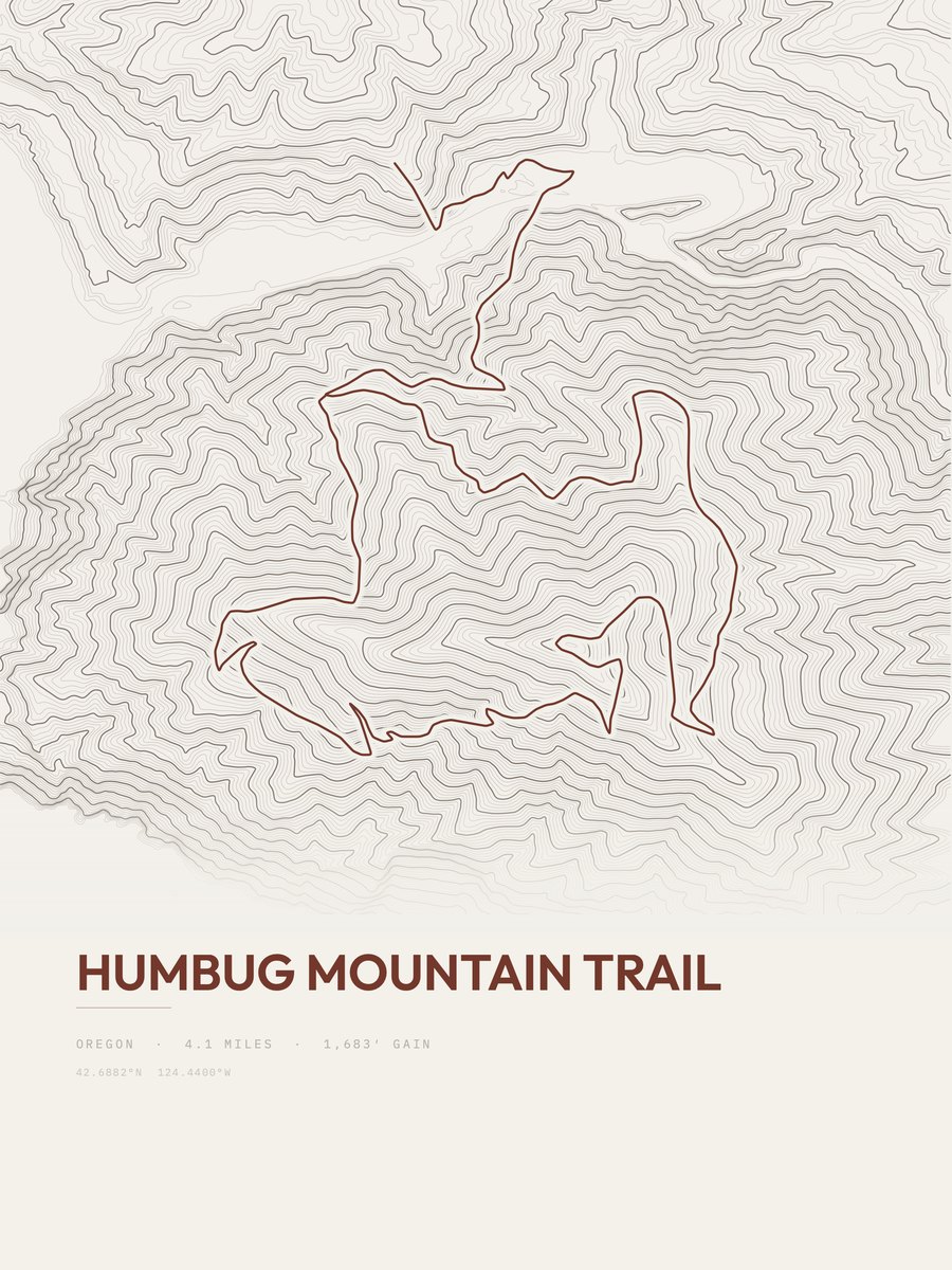 Humbug Mountain Trail Topographic print