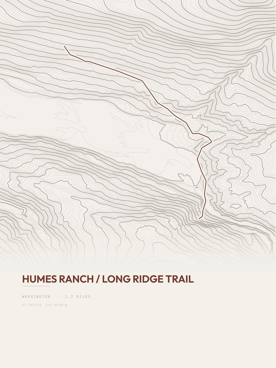 Humes Ranch / Long Ridge Trail topographic trail print