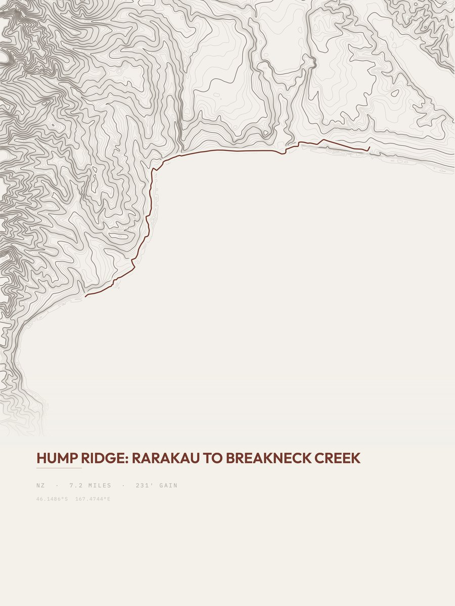 Hump Ridge topographic trail print