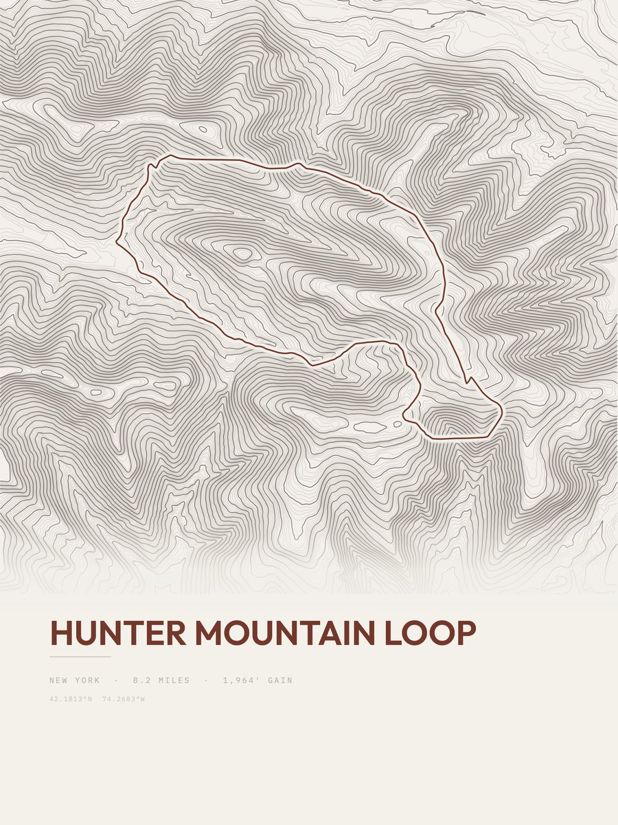 Hunter Mountain Loop topographic trail print