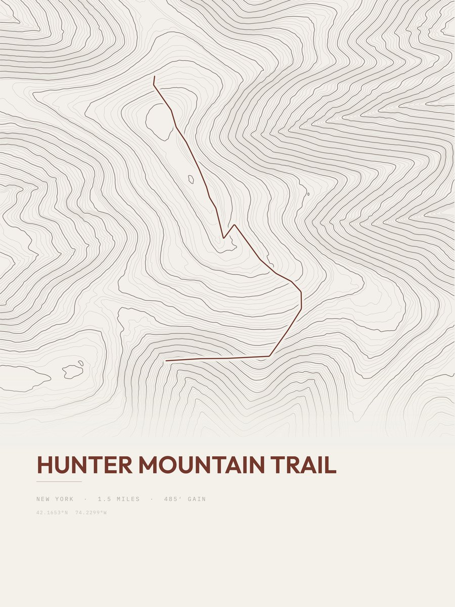 Hunter Mountain Trail Topographic print