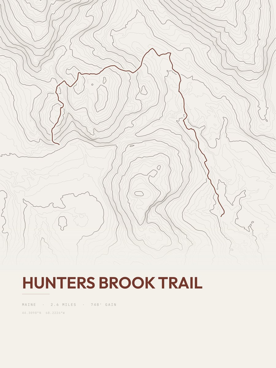 Hunters Brook Trail Topographic print
