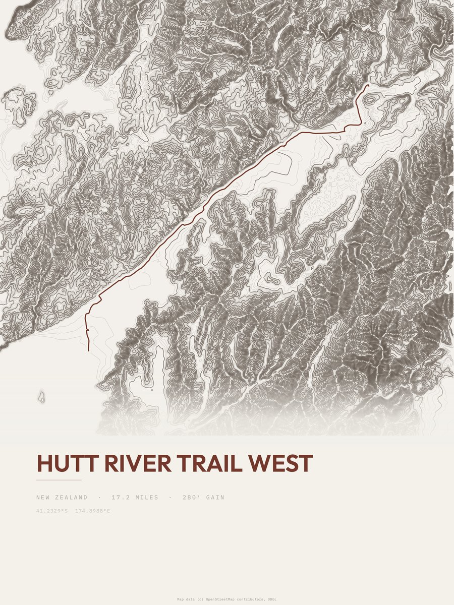 Hutt River Trail west Topographic print