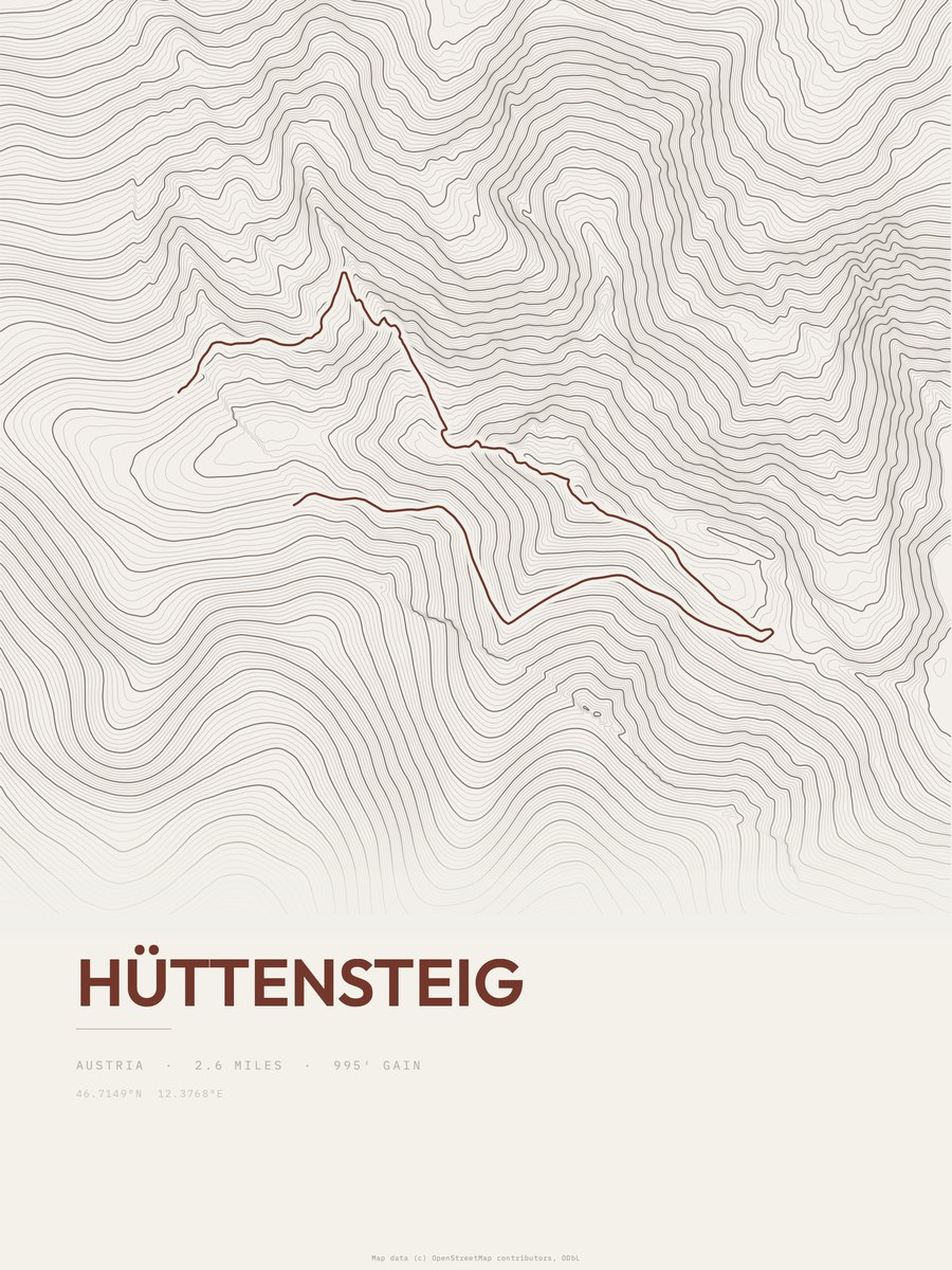 Hüttensteig Topographic print