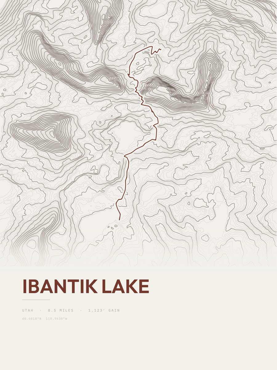 Ibantik Lake topographic trail print