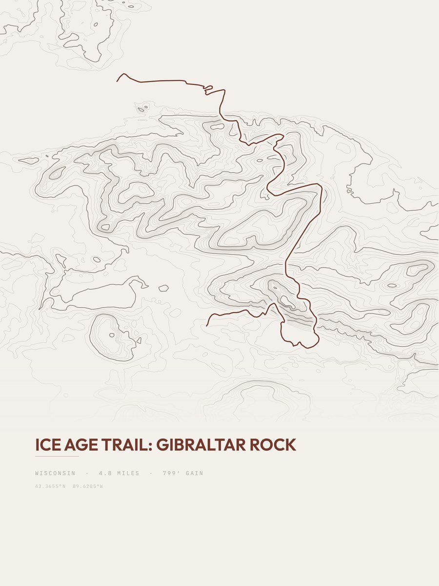 Ice Age Trail topographic trail print