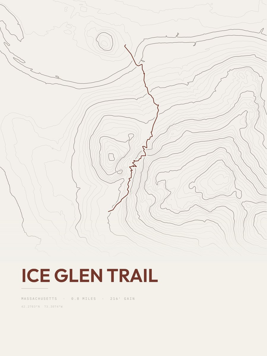 Ice Glen Trail topographic trail print