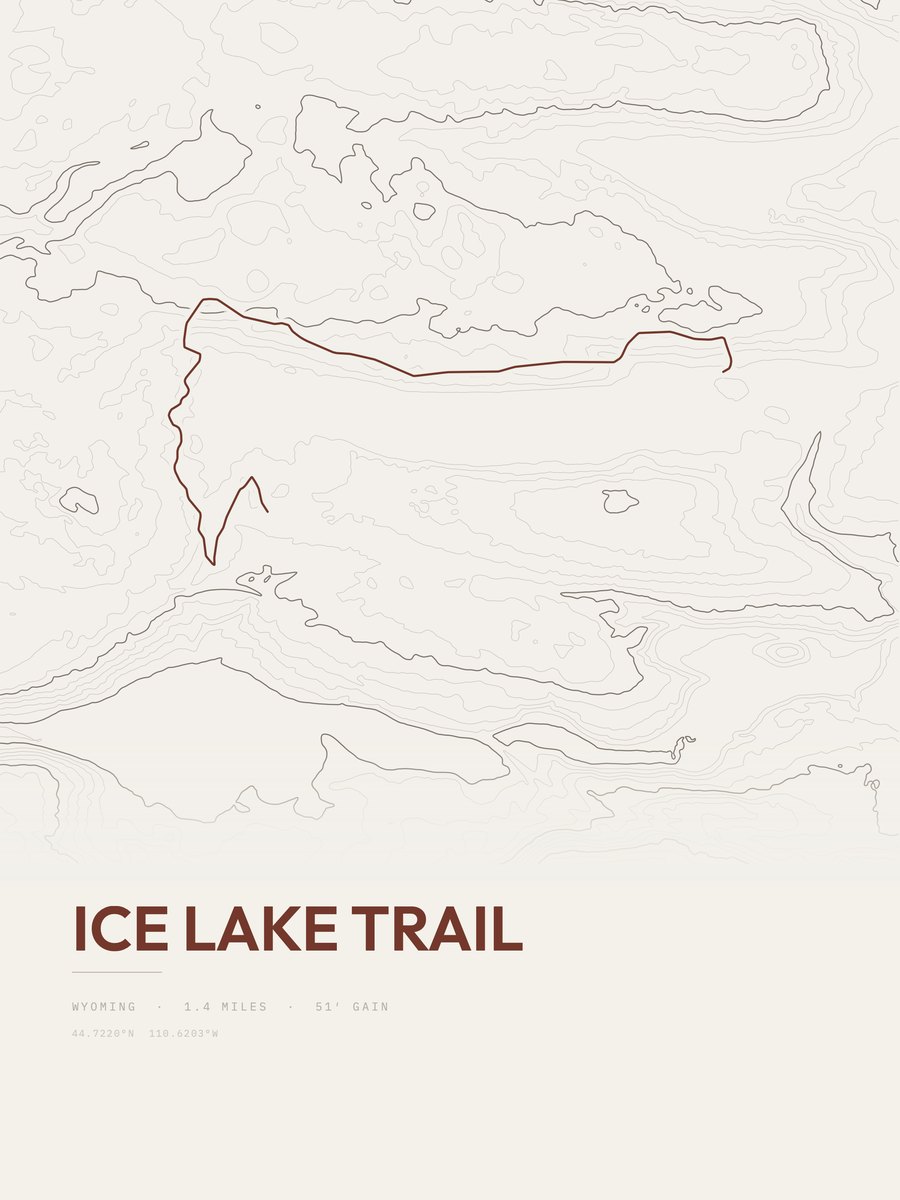 Ice Lake Trail topographic trail print