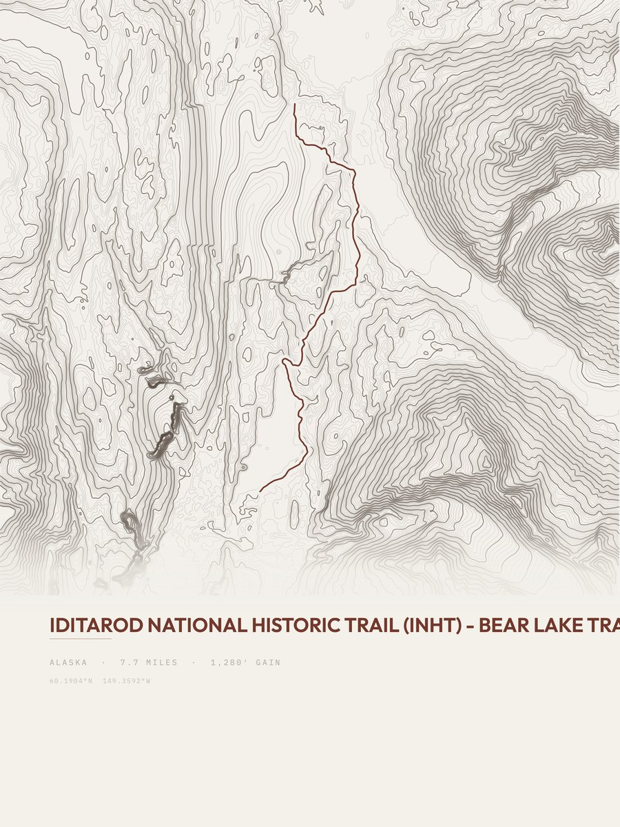 Iditarod National Historic Trail topographic trail print