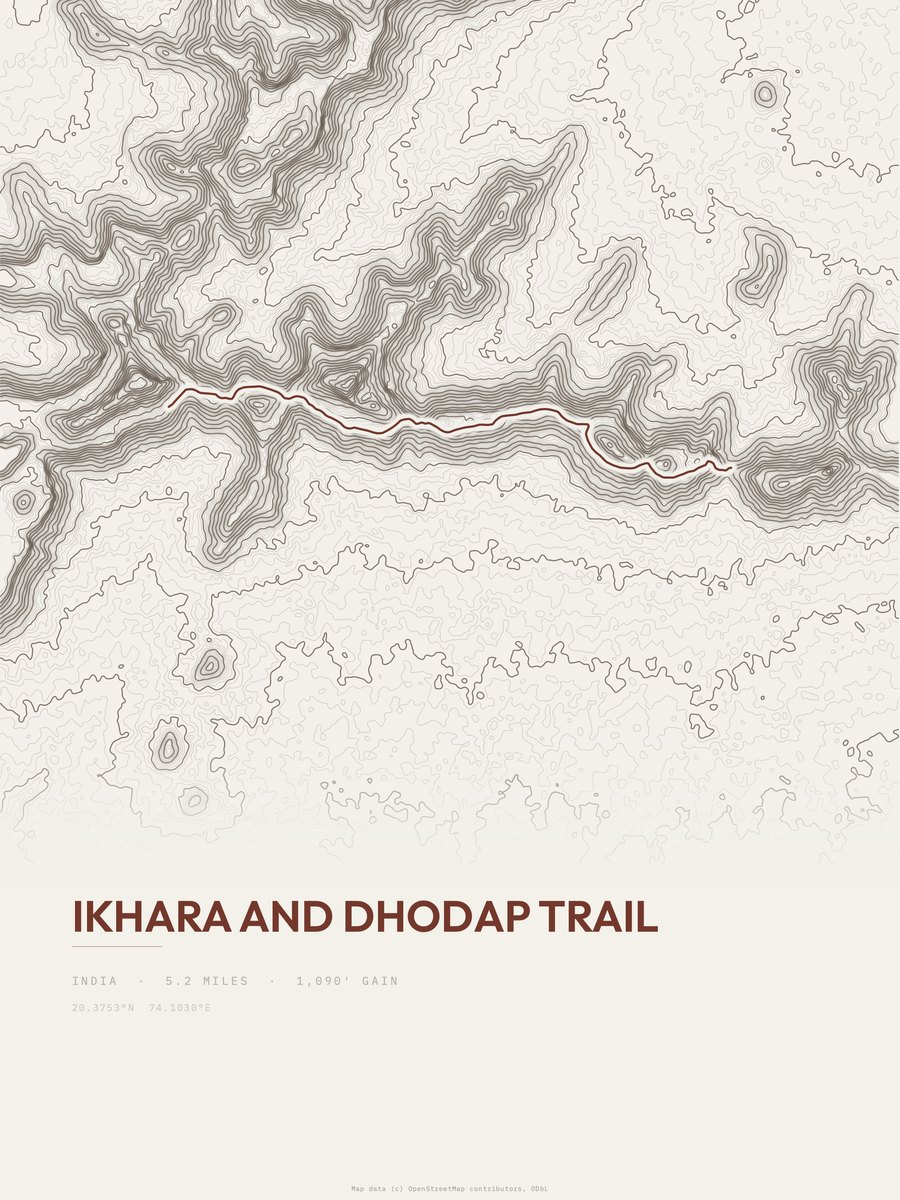 Ikhara and dhodap trail Topographic print