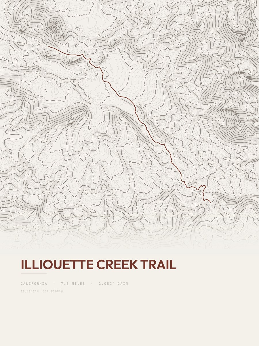 Illiouette Creek Trail Topographic print