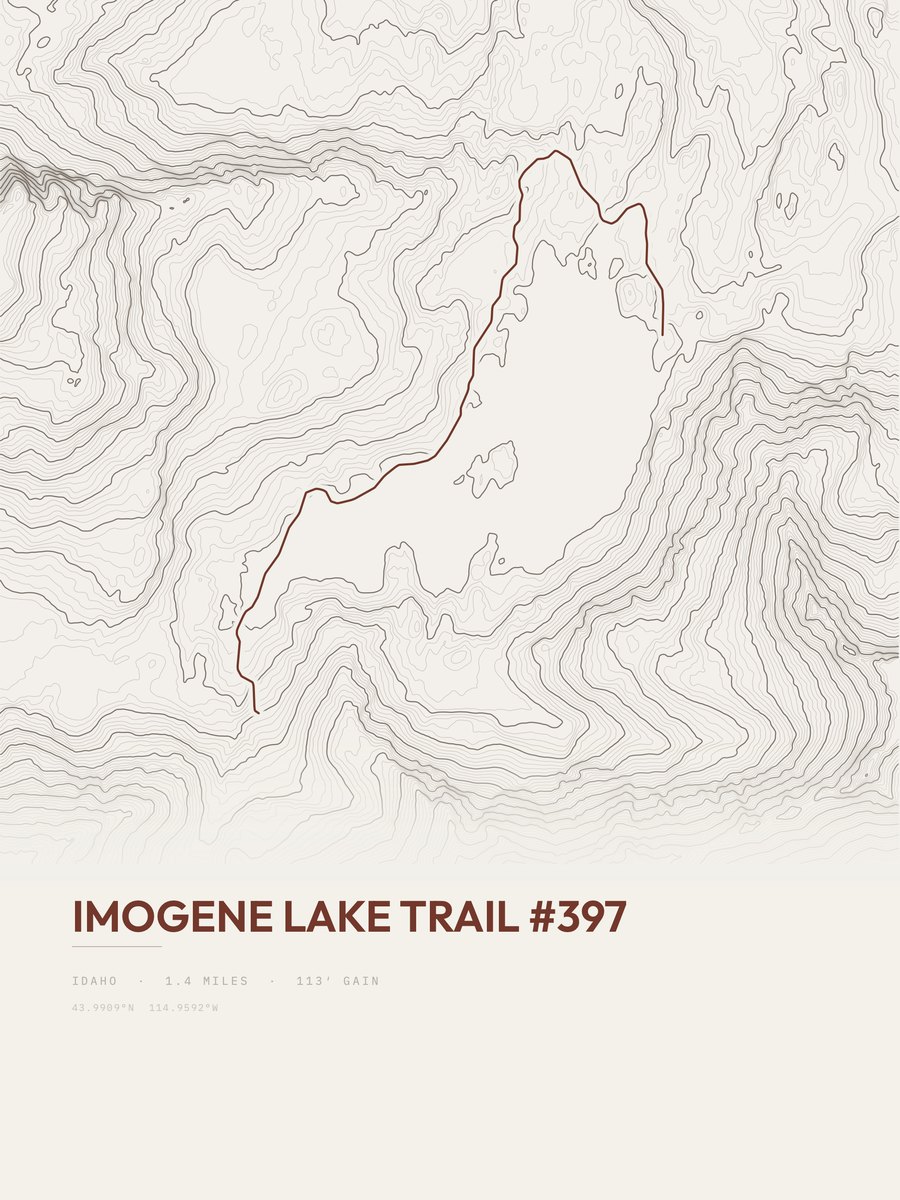 Imogene Lake Trail topographic trail print