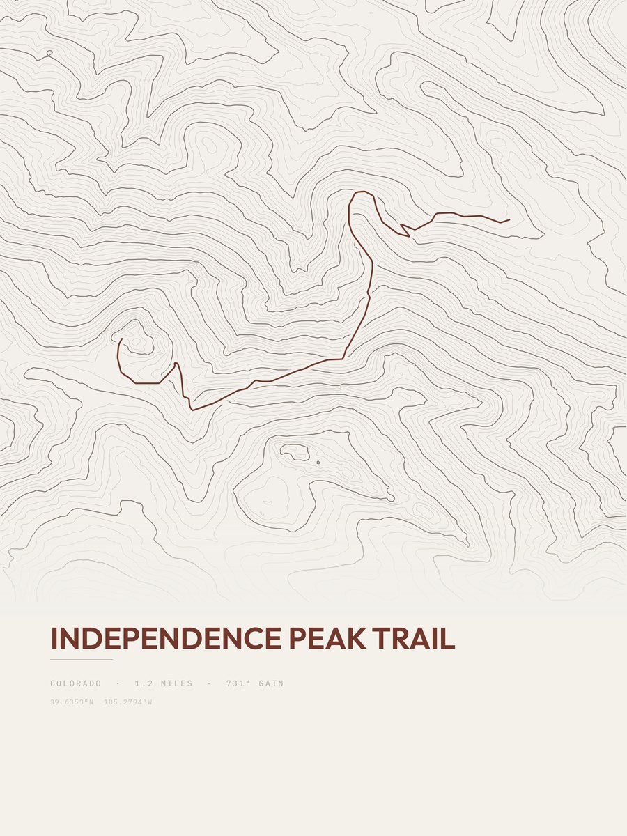 Independence Peak Trail topographic trail print