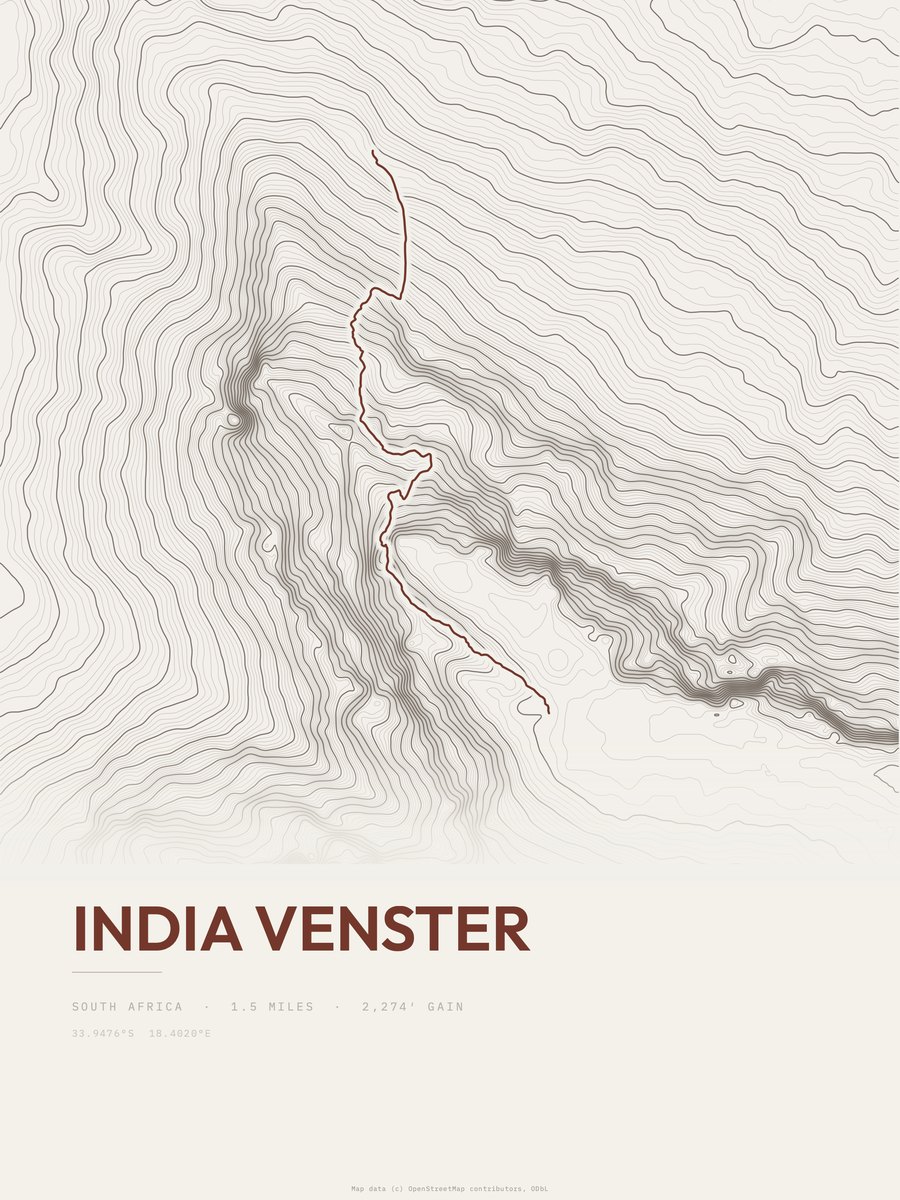 India Venster topographic trail print