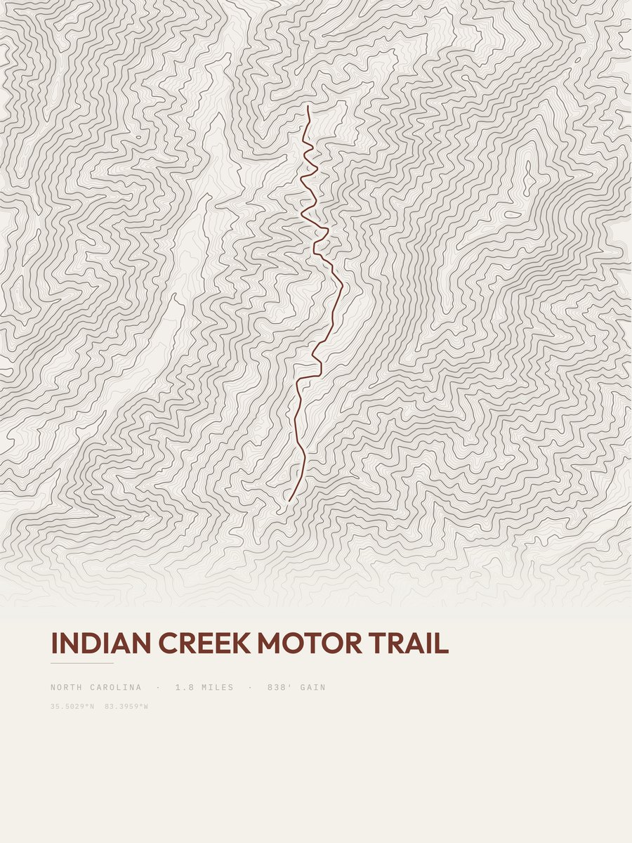 Indian Creek Motor Trail topographic trail print
