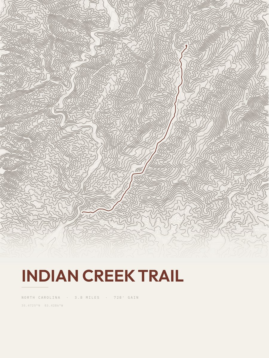 Indian Creek Trail topographic trail print