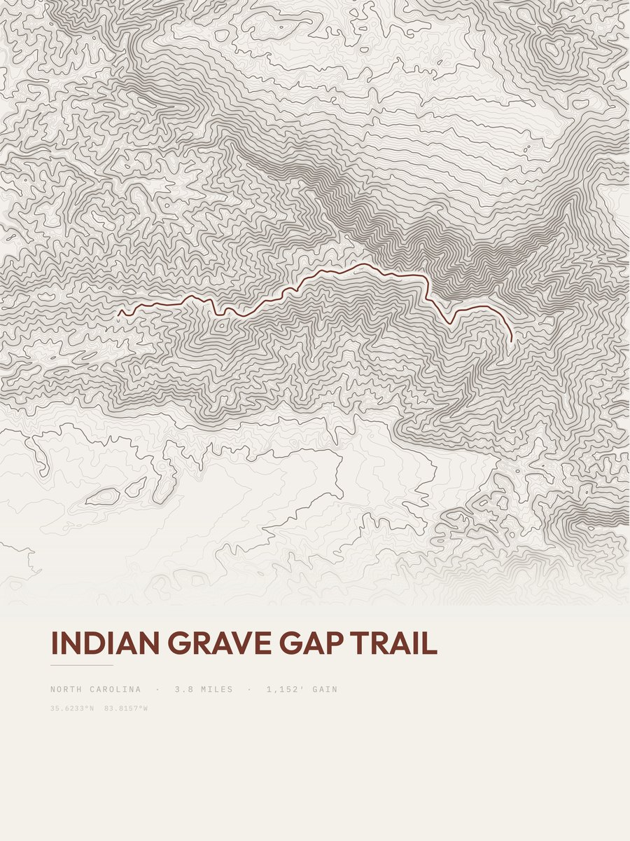 Indian Grave Gap Trail Topographic print