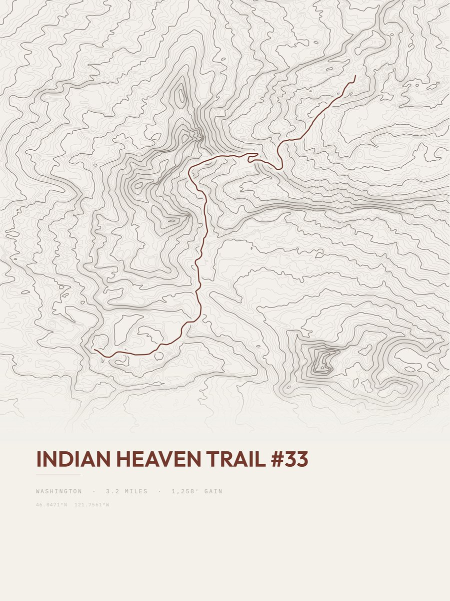 Indian Heaven Trail Topographic print