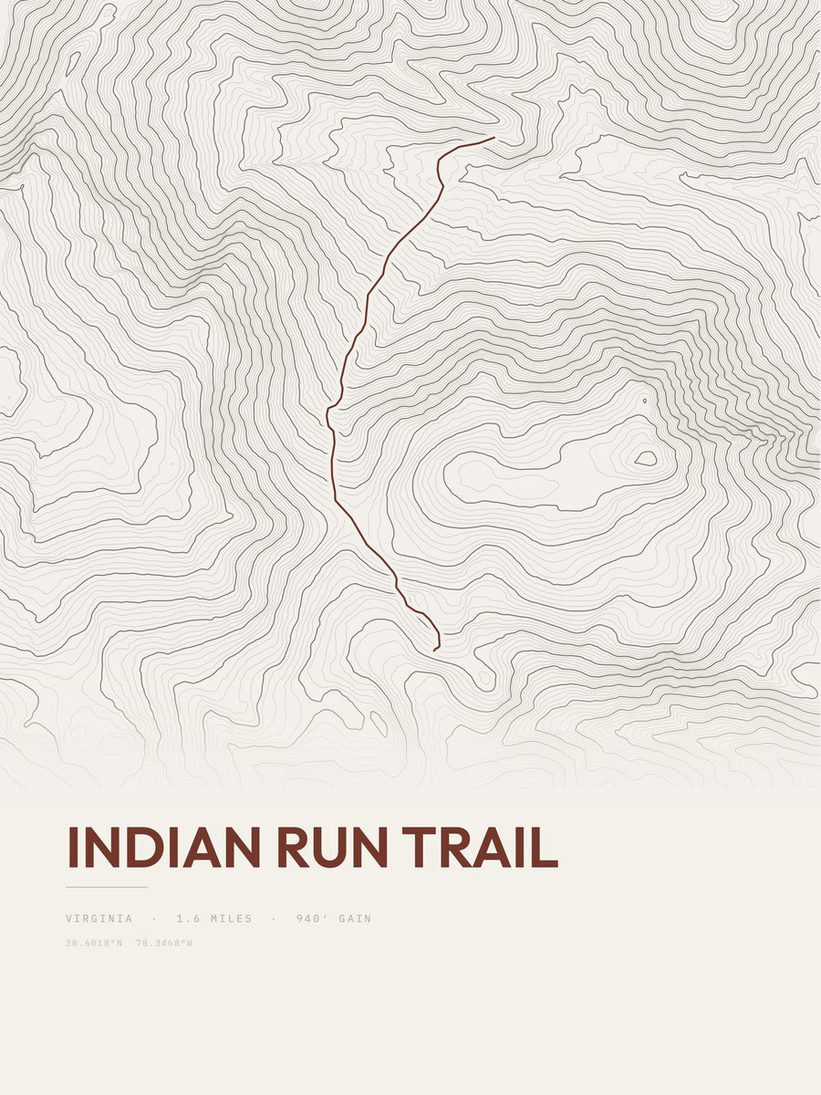 Indian Run Trail Topographic print