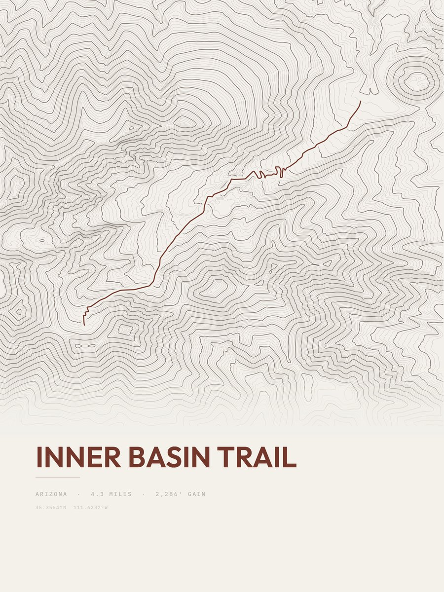 Inner Basin Trail Topographic print