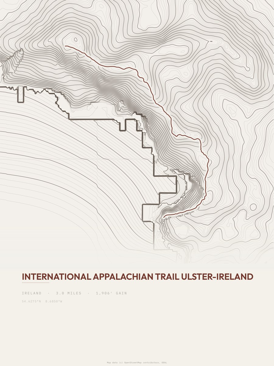 International Appalachian Trail topographic trail print