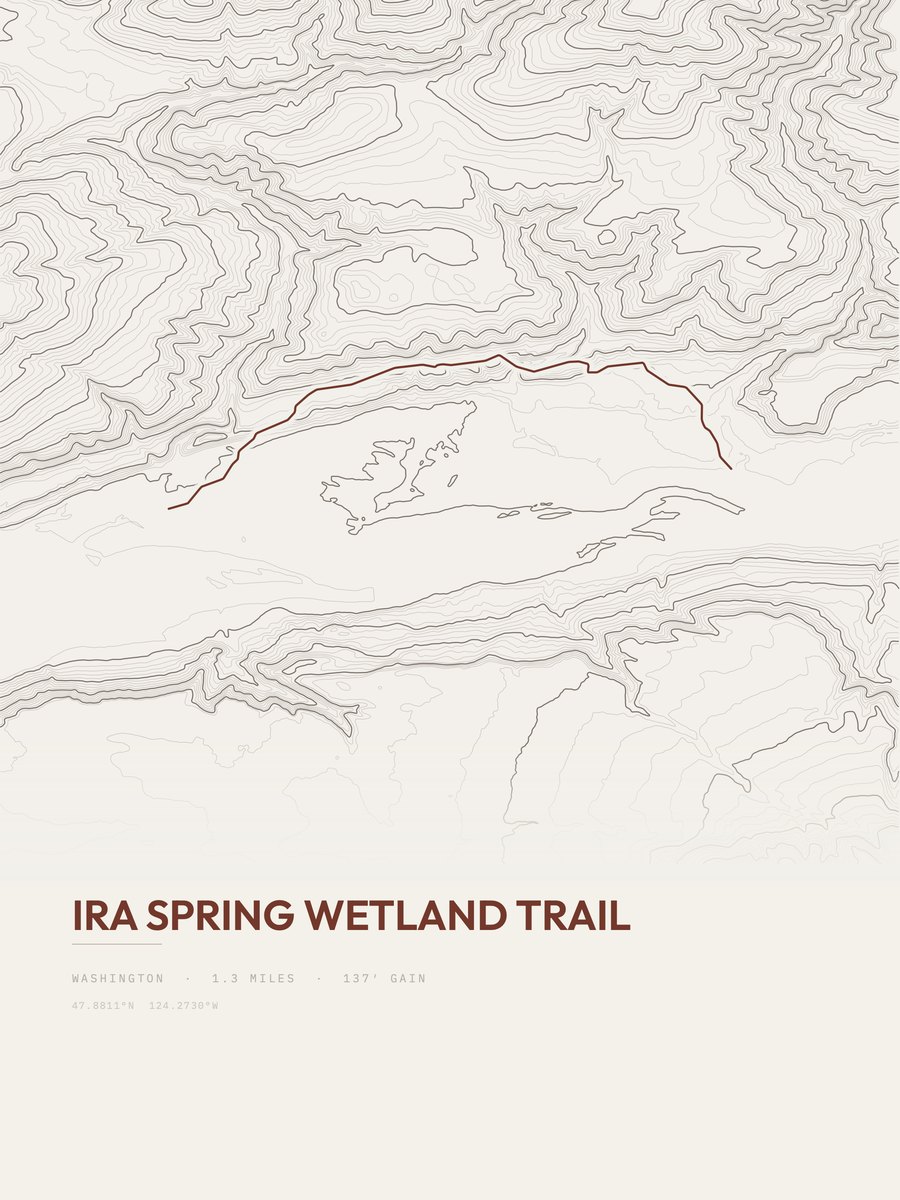 Ira Spring Wetland Trail topographic trail print