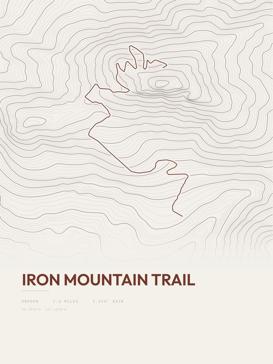 Iron Mountain Trail topographic trail print